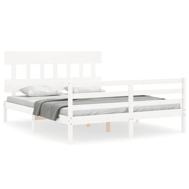 Bed Frame With Headboard White King Size Solid Wood