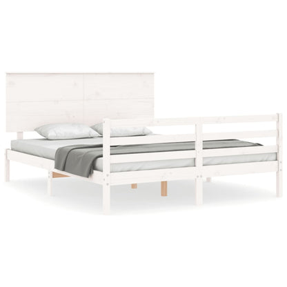 Bed Frame With Headboard White King Size Solid Wood