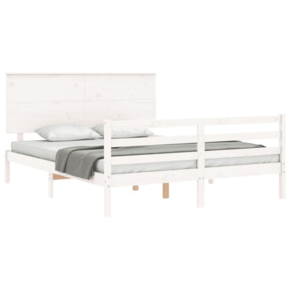 Bed Frame With Headboard White King Size Solid Wood