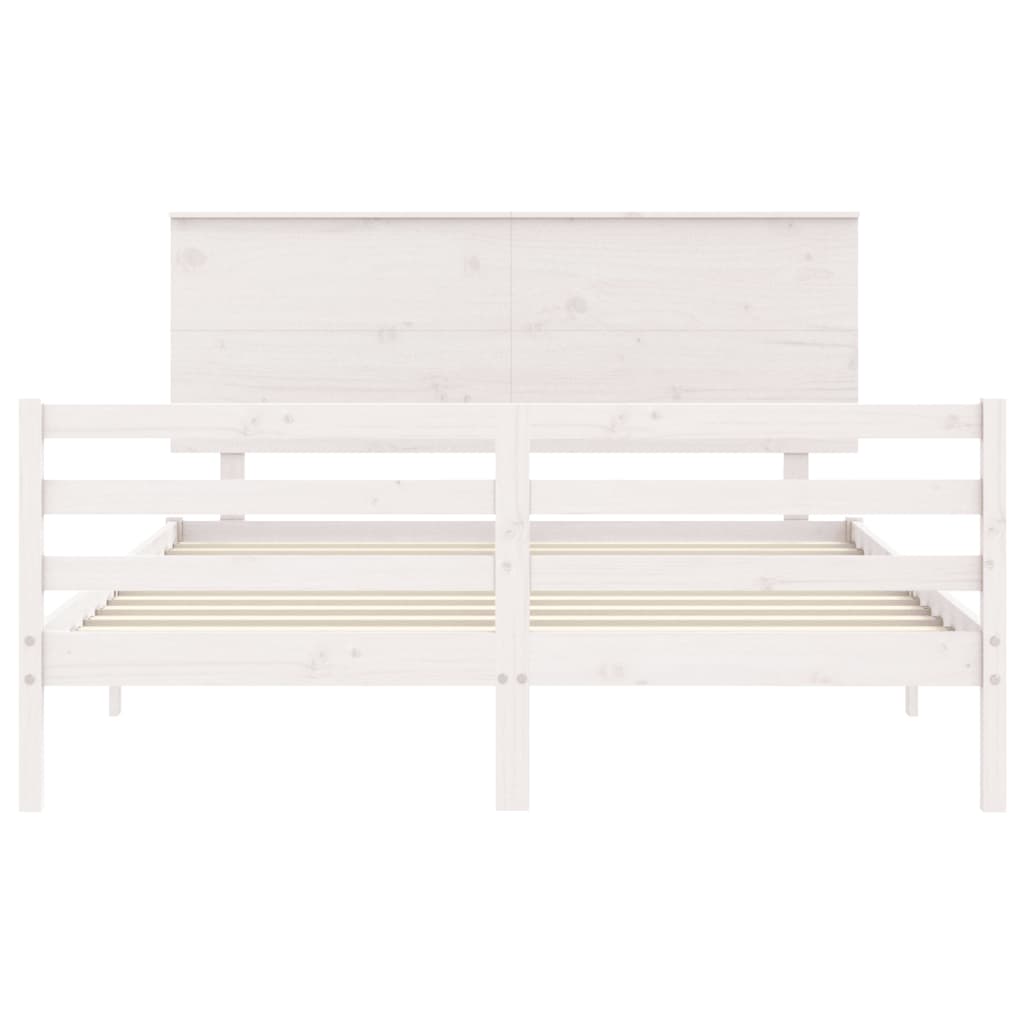 Bed Frame With Headboard White King Size Solid Wood