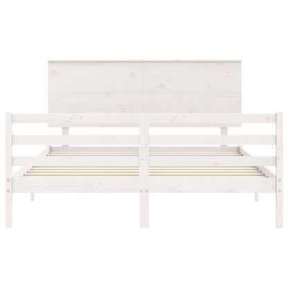 Bed Frame With Headboard White King Size Solid Wood