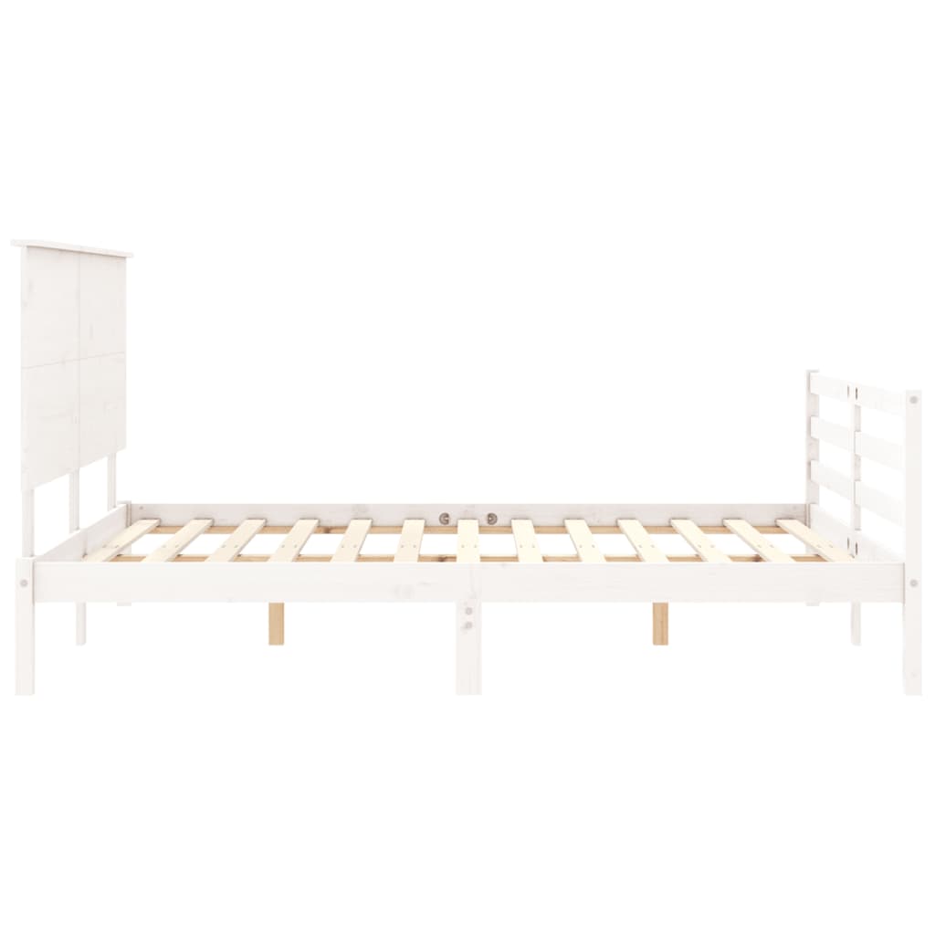 Bed Frame With Headboard White King Size Solid Wood