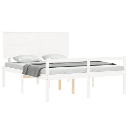 Bed Frame With Headboard White King Size Solid Wood