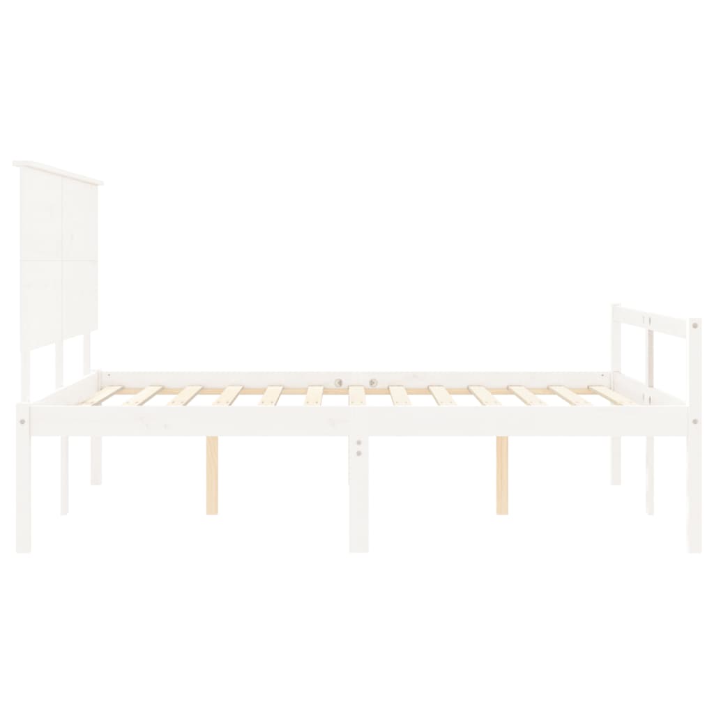 Bed Frame With Headboard White King Size Solid Wood