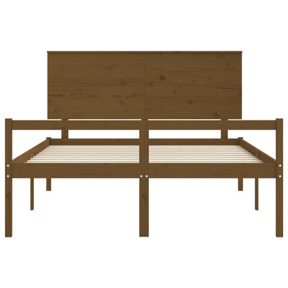 Bed Frame With Headboard Honey Brown King Size Solid Wood