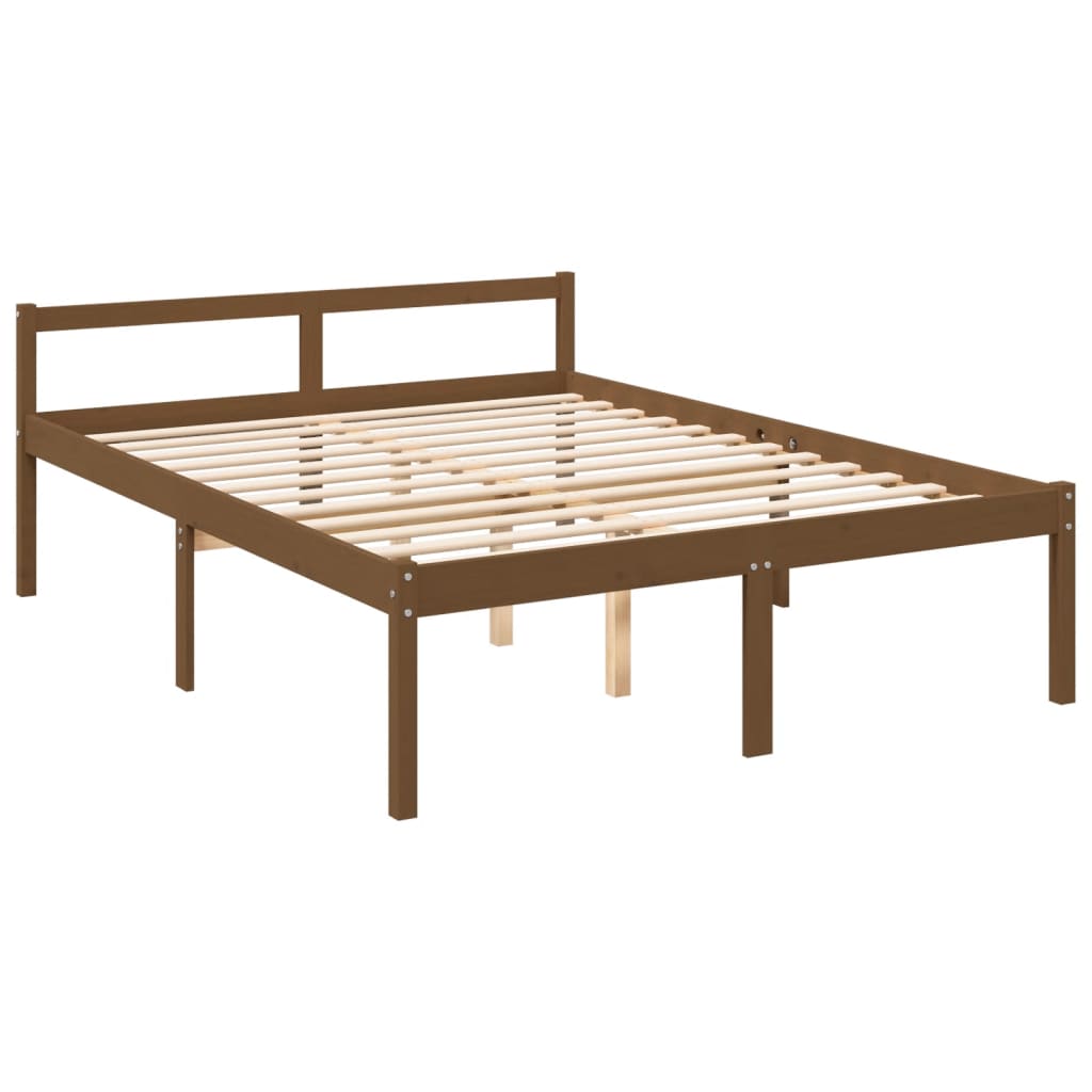 Bed Frame With Headboard Honey Brown King Size Solid Wood