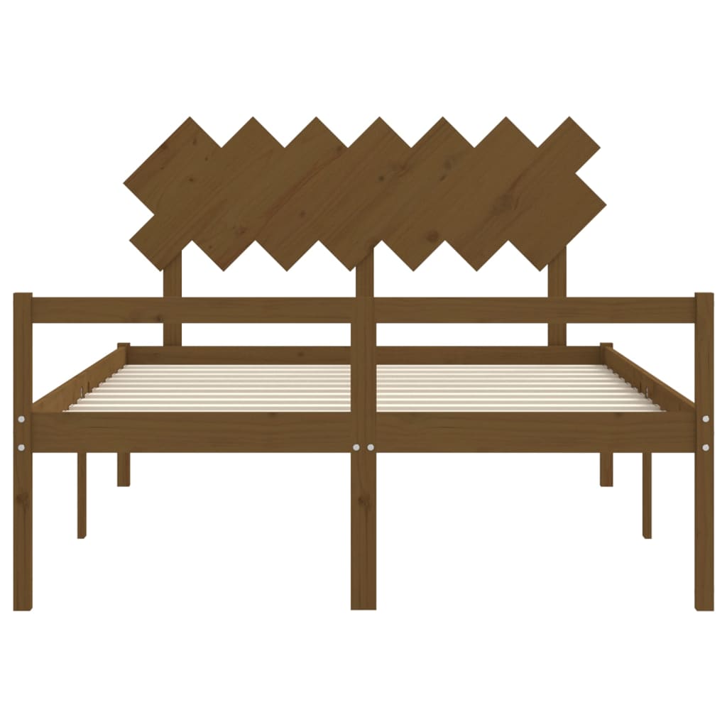 Bed Frame With Headboard Honey Brown King Size Solid Wood