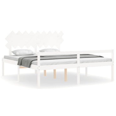 Bed Frame With Headboard White Super King Size Solid Wood