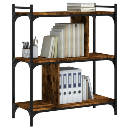 Bookcase 3-Tier Smoked Oak 76X32X88 Cm Engineered Wood