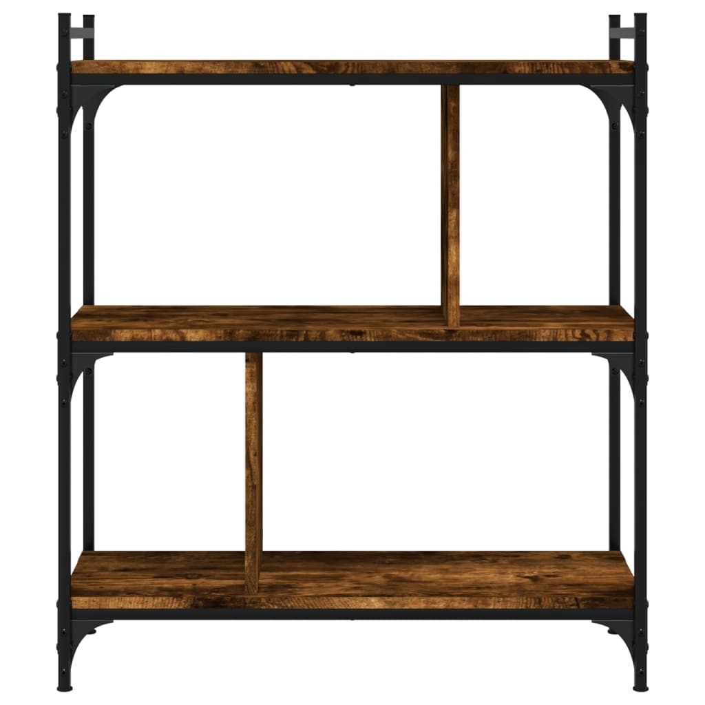 Bookcase 3-Tier Smoked Oak 76X32X88 Cm Engineered Wood