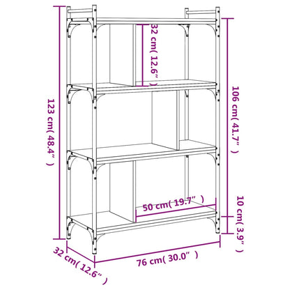 Bookcase 4-Tier Sonoma Oak 76X32X123 Cm Engineered Wood