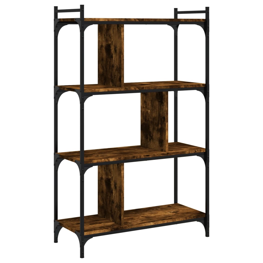 Bookcase 4-Tier Smoked Oak 76X32X123 Cm Engineered Wood