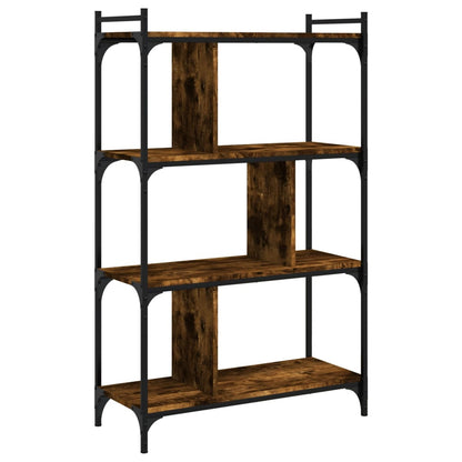 Bookcase 4-Tier Smoked Oak 76X32X123 Cm Engineered Wood