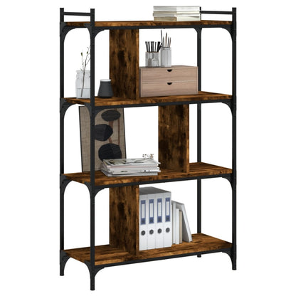 Bookcase 4-Tier Smoked Oak 76X32X123 Cm Engineered Wood