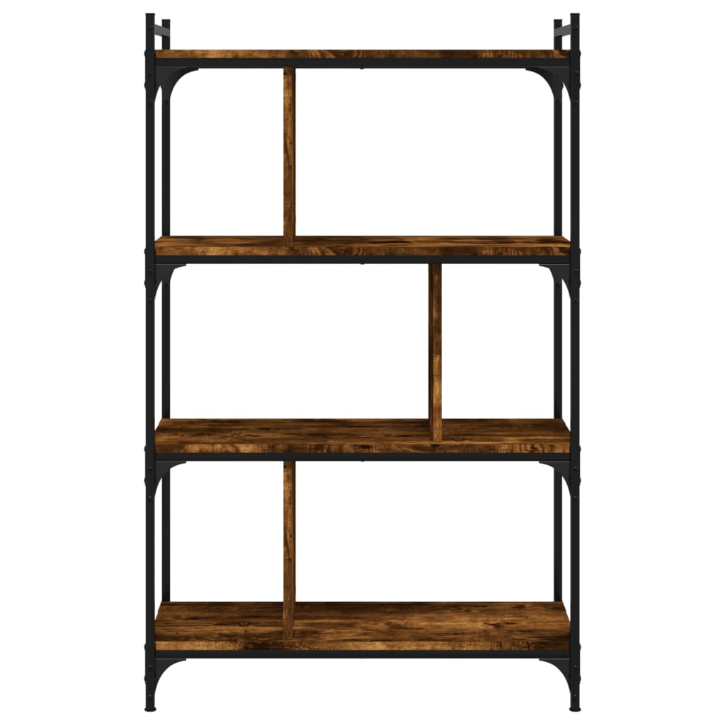 Bookcase 4-Tier Smoked Oak 76X32X123 Cm Engineered Wood