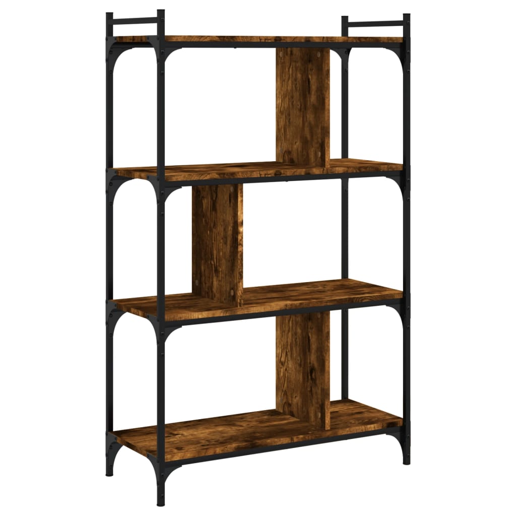 Bookcase 4-Tier Smoked Oak 76X32X123 Cm Engineered Wood