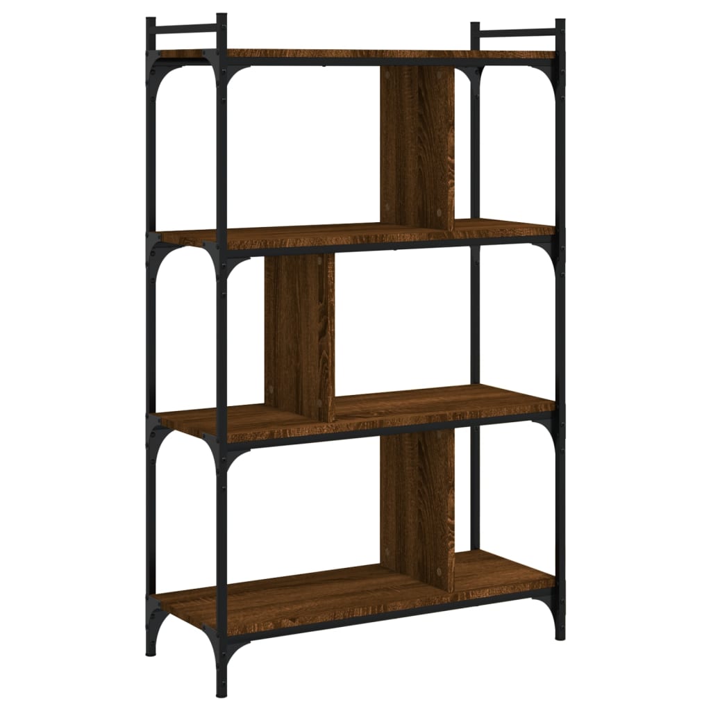 Bookcase 4-Tier Brown Oak 76X32X123 Cm Engineered Wood