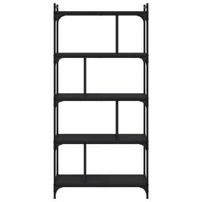 Bookcase 5-Tier Black 76X32X158 Cm Engineered Wood