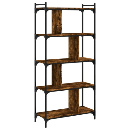 Bookcase 5-Tier Smoked Oak 76X32X158 Cm Engineered Wood