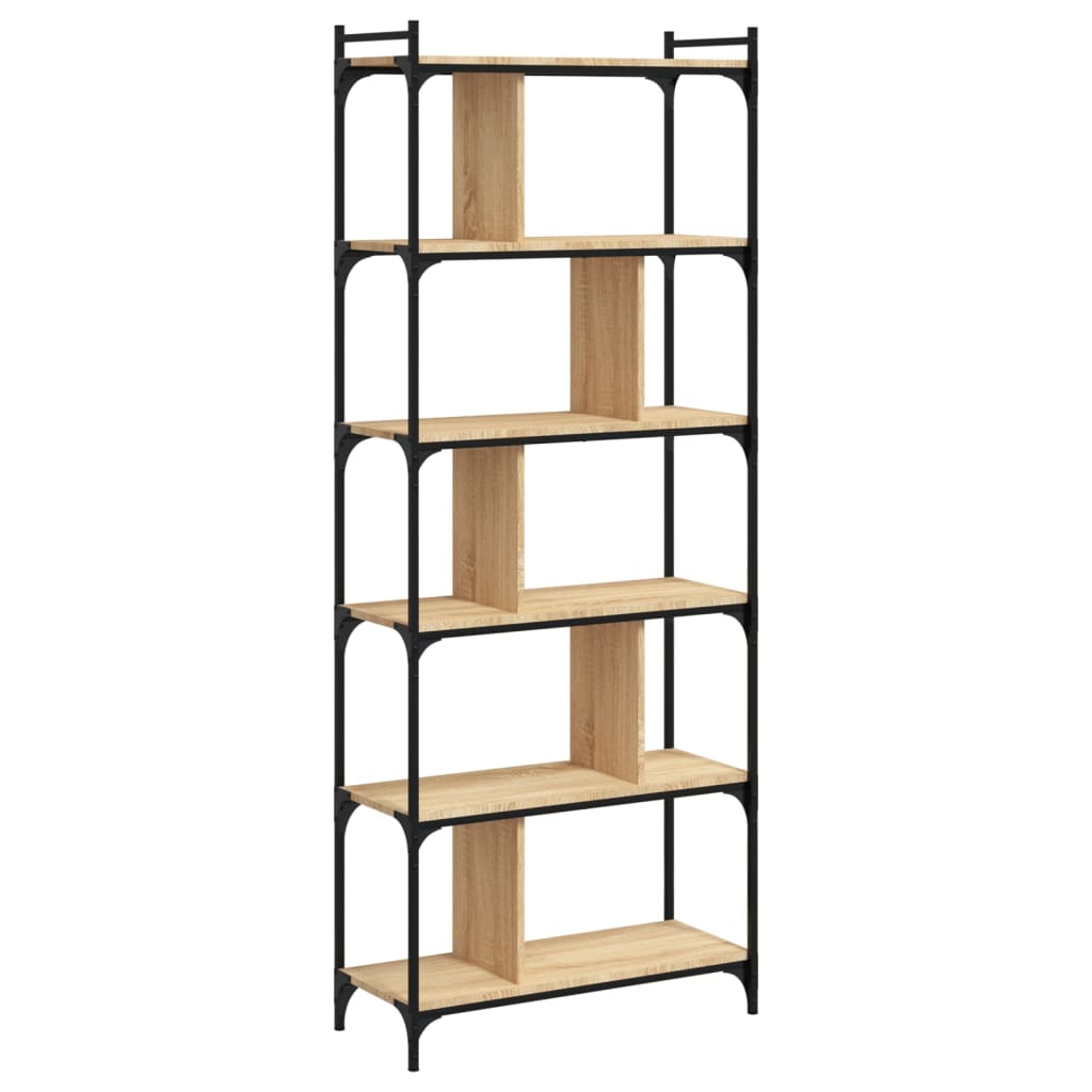 Bookcase 6-Tier Sonoma Oak 76X32X192 Cm Engineered Wood