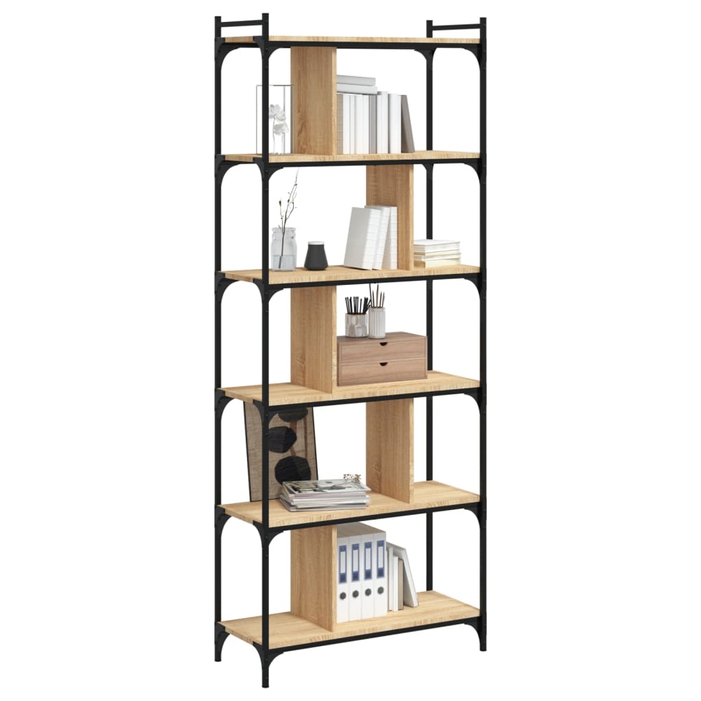 Bookcase 6-Tier Sonoma Oak 76X32X192 Cm Engineered Wood