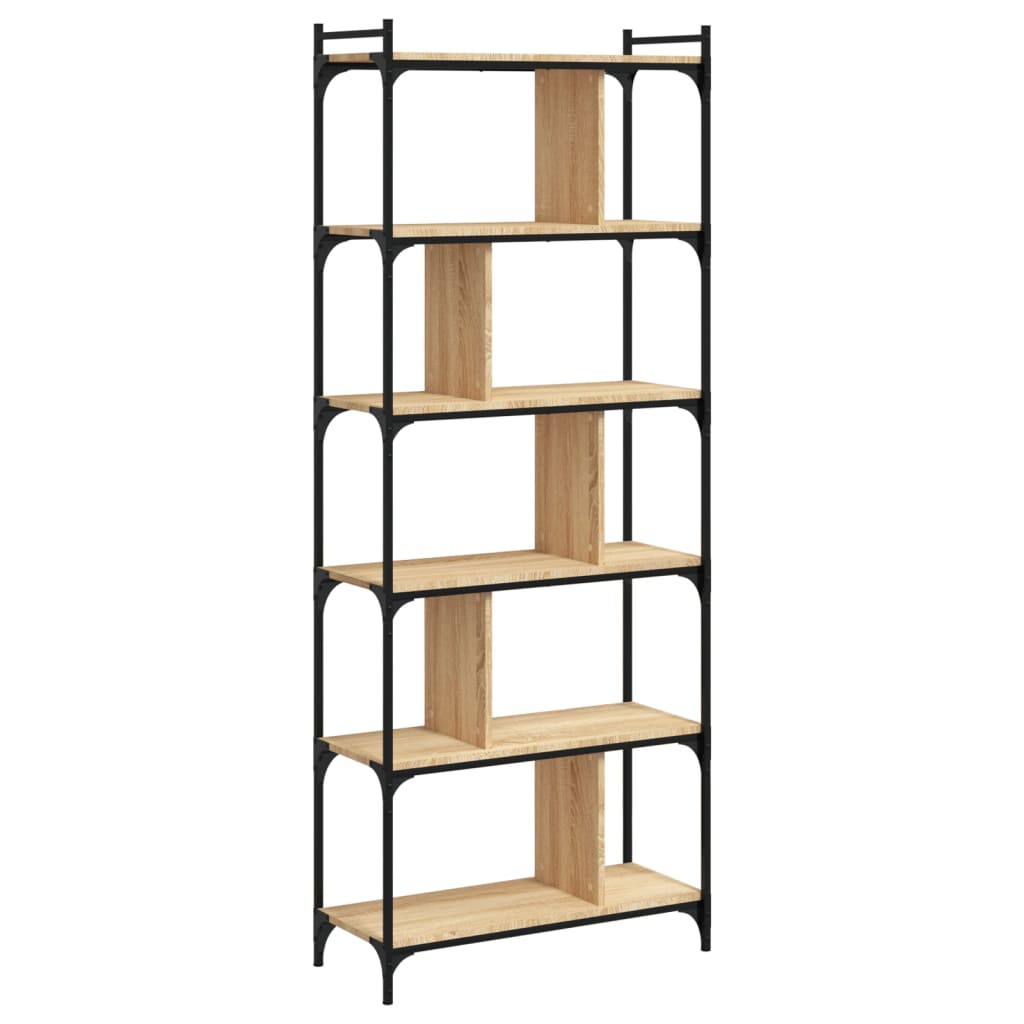 Bookcase 6-Tier Sonoma Oak 76X32X192 Cm Engineered Wood