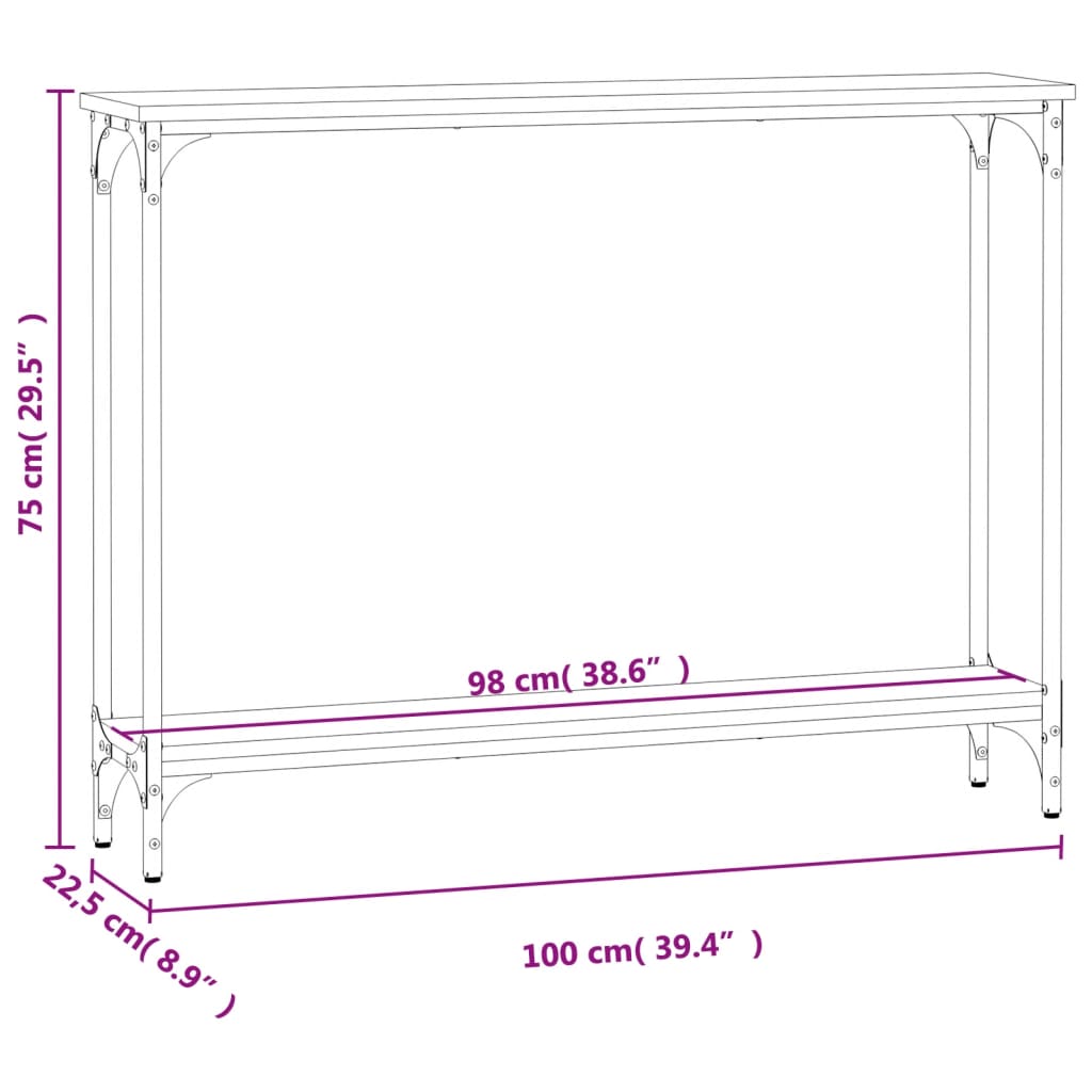 Console Table Black 100X22.5X75 Cm Engineered Wood