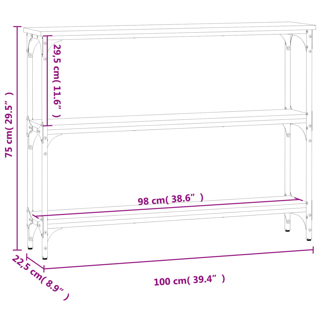 Console Table Black 100X22.5X75 Cm Engineered Wood