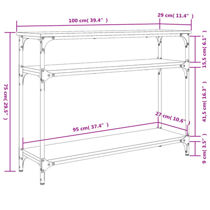 Console Table Black 100X29X75 Cm Engineered Wood