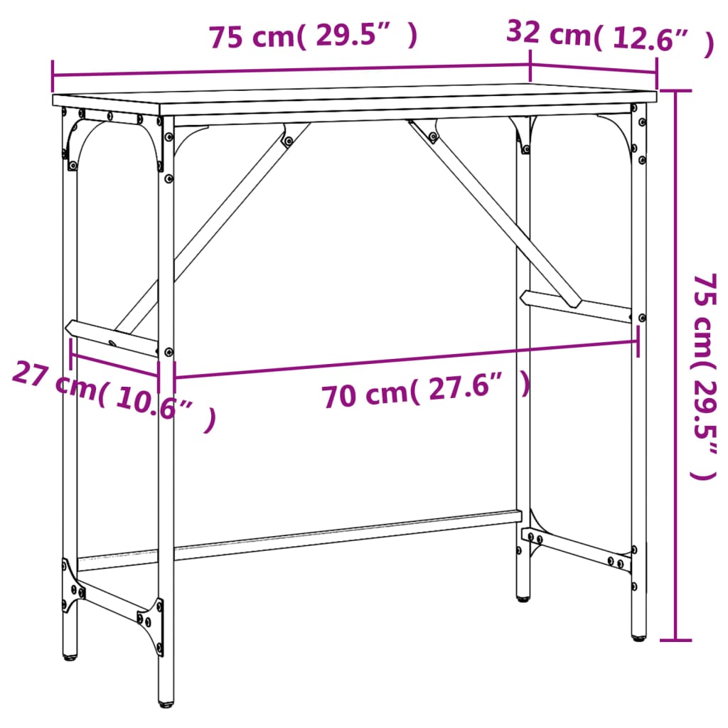 Console Table Black 75X32X75 Cm Engineered Wood