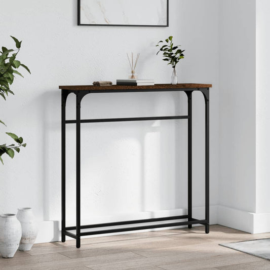 Console Table Brown Oak 75X19.5X75 Cm Engineered Wood