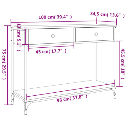 Console Table Black 100X34.5X75 Cm Engineered Wood