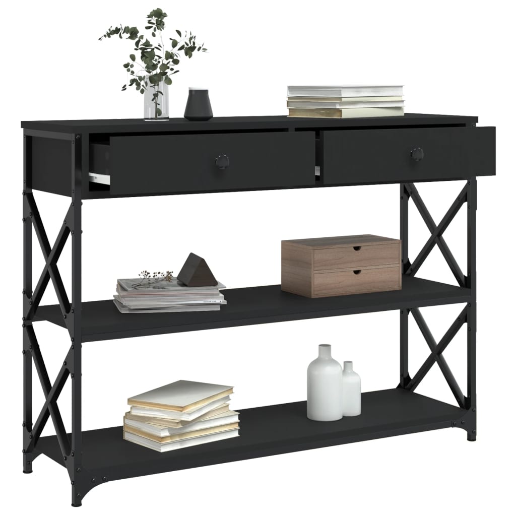 Console Table Black 100X28X75 Cm Engineered Wood