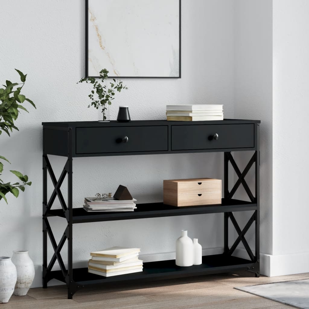 Console Table Black 100X28X75 Cm Engineered Wood