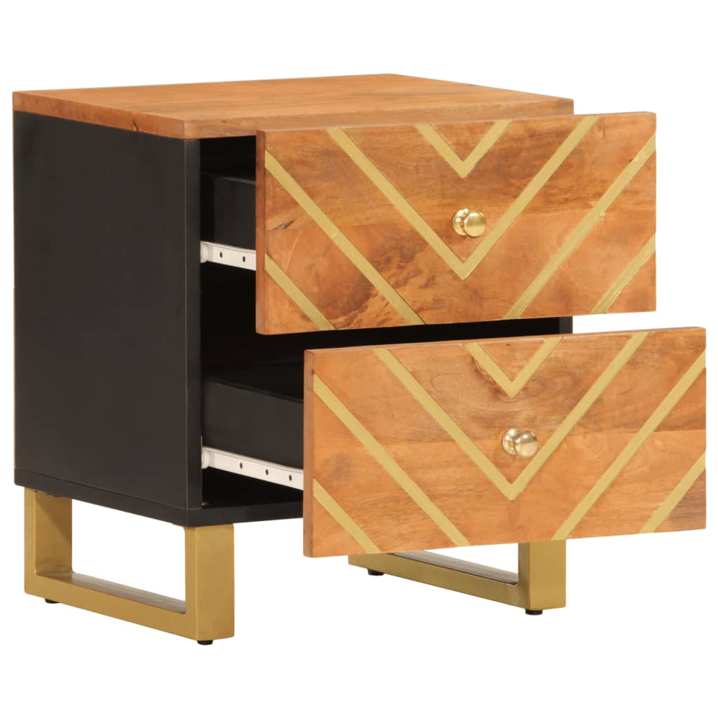 Bedside Cabinet Brown And Black Solid Wood Mango