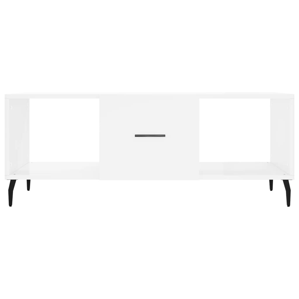 Coffee Table High Gloss White 102X50X40 Cm Engineered Wood