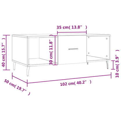 Coffee Table High Gloss White 102X50X40 Cm Engineered Wood