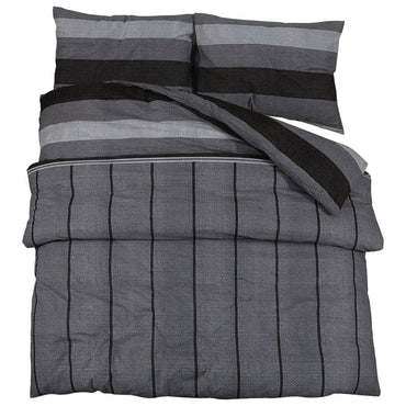 Duvet Cover Set Dark Grey 220X240 Cm Cotton