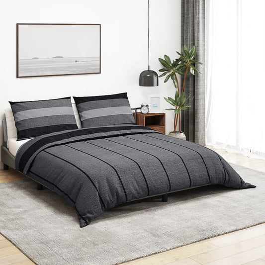 Duvet Cover Set Dark Grey 260X220 Cm Cotton