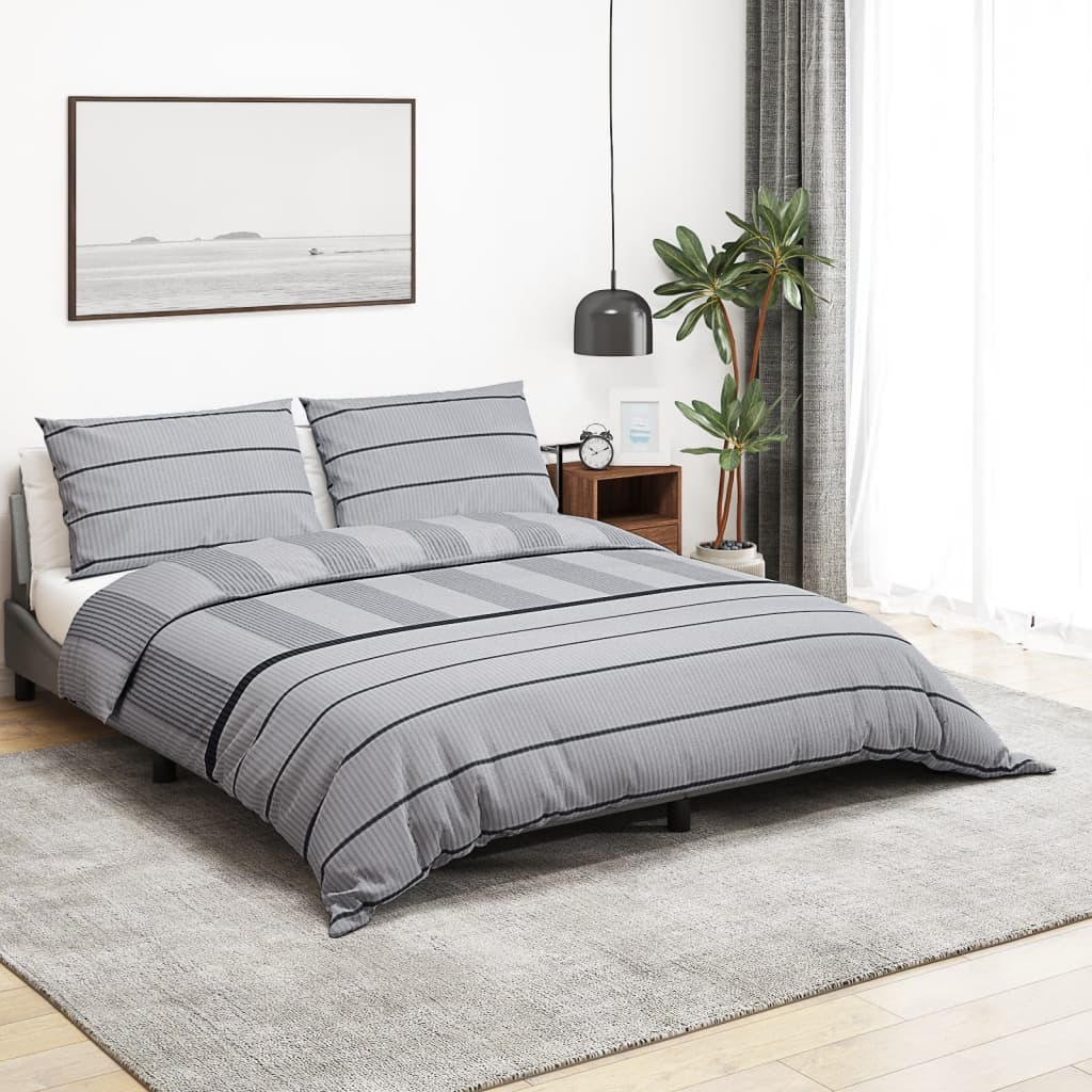 Duvet Cover Set Grey 140X200 Cm Cotton