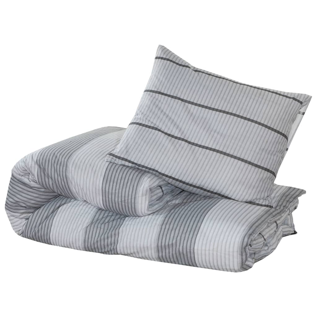 Duvet Cover Set Grey 220X240 Cm Cotton