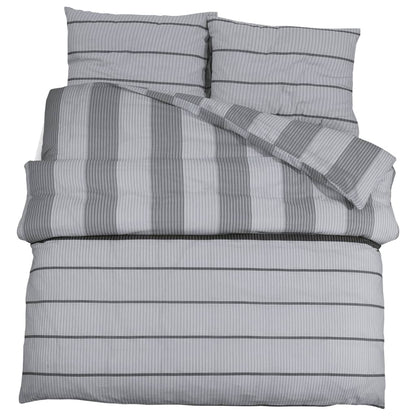 Duvet Cover Set Grey 225X220 Cm Cotton