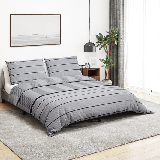 Duvet Cover Set Grey 225X220 Cm Cotton