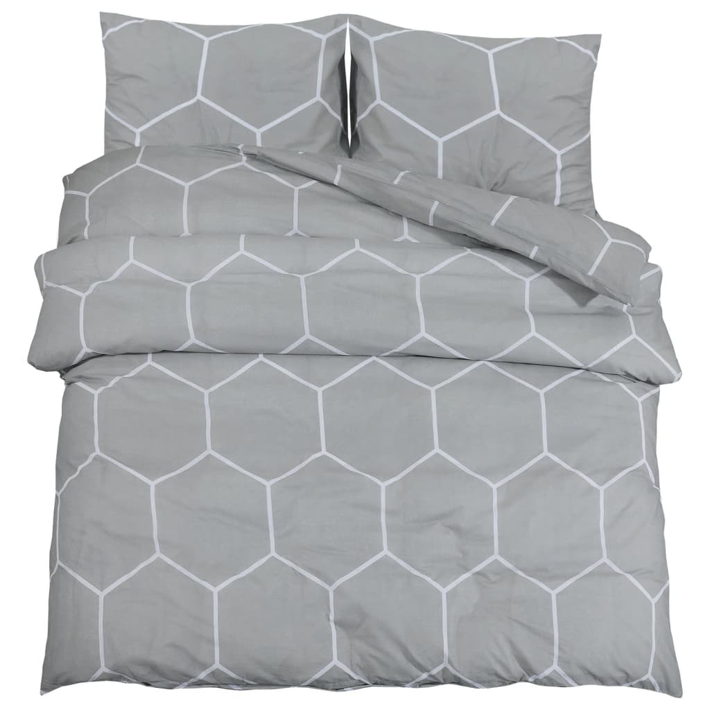 Duvet Cover Set Grey 200X200 Cm Cotton