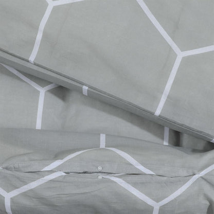 Duvet Cover Set Grey 140X200 Cm Cotton