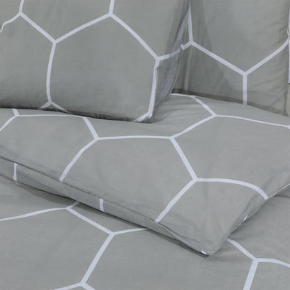 Duvet Cover Set Grey 140X200 Cm Cotton