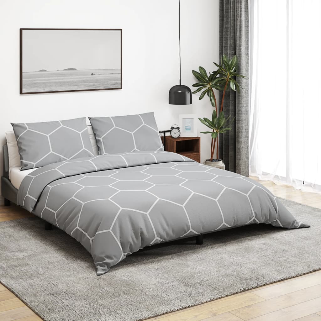 Duvet Cover Set Grey 140X200 Cm Cotton