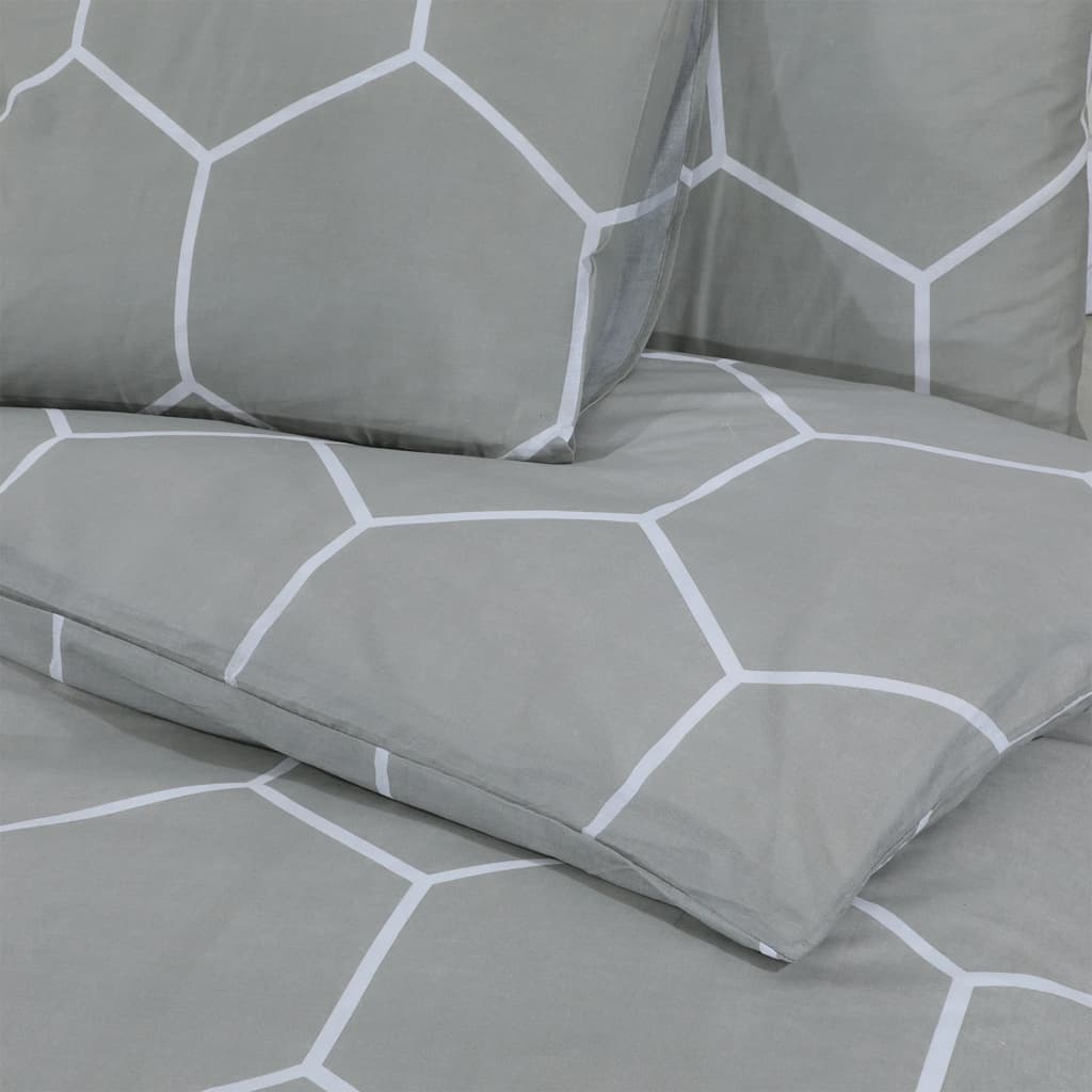 Duvet Cover Set Grey 220X240 Cm Cotton