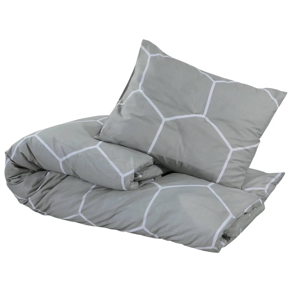 Duvet Cover Set Grey 140X200 Cm Cotton