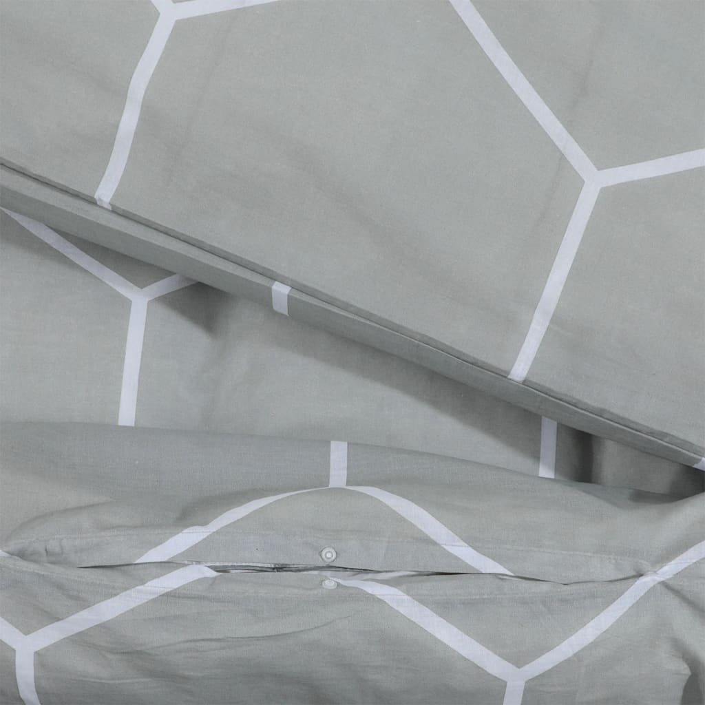 Duvet Cover Set Grey 140X200 Cm Cotton